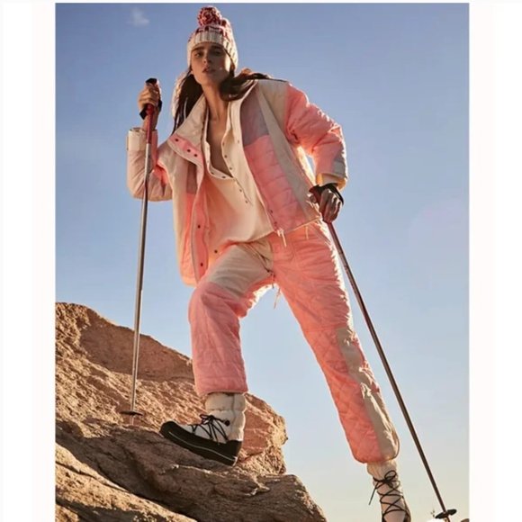 Free People Movement Pants Pink Landscape View Ski Waterproof Pants